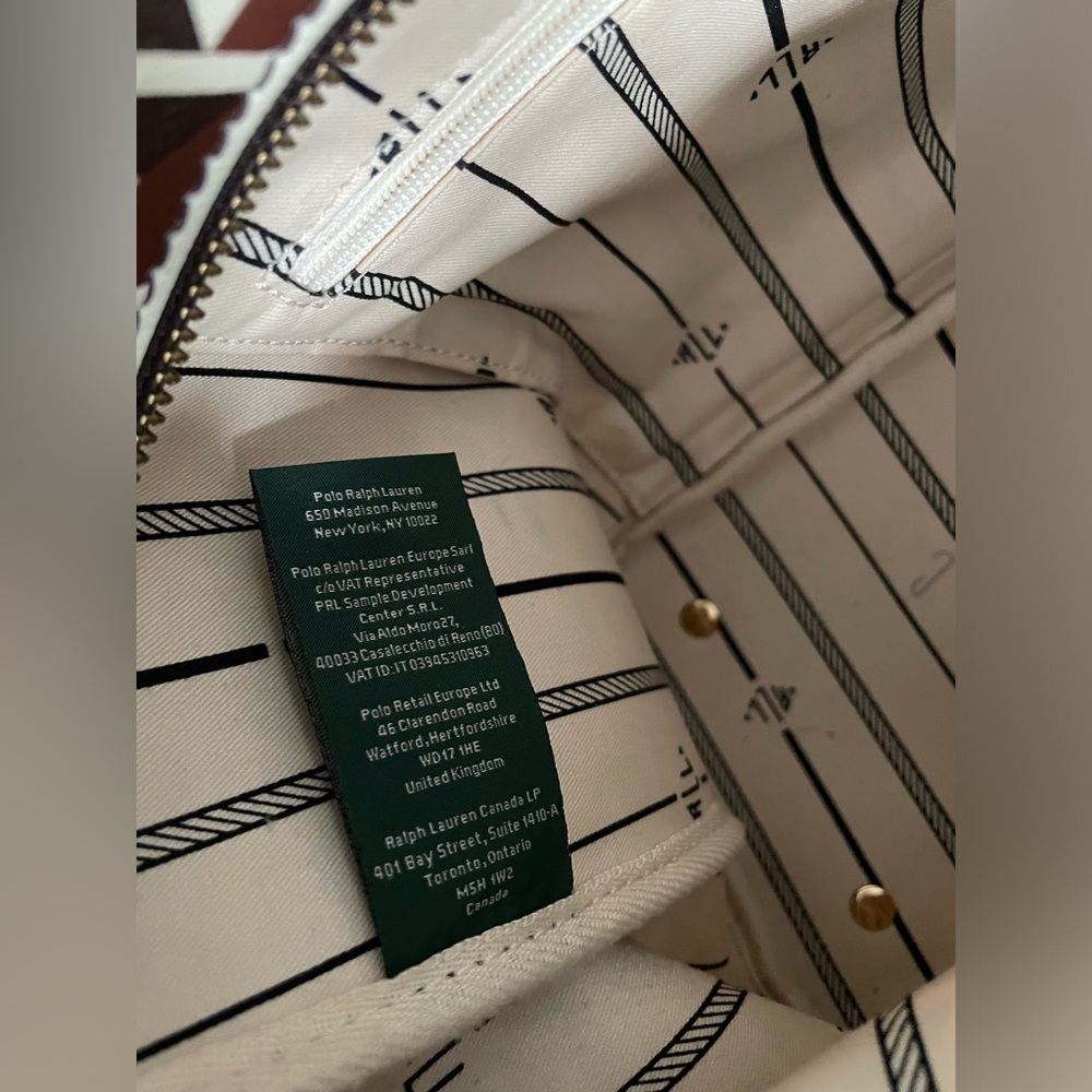 Ralph Lauren Brown, White & Tan Geometric Tote - Picture 5 of 11